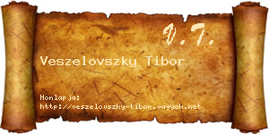 Veszelovszky Tibor névjegykártya